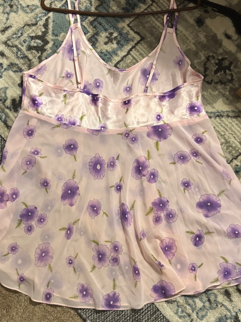 Secret Treasures Light Pink Chemise with Purple Floral Print